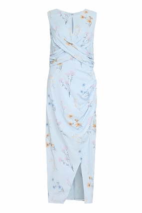 Self-Portrait Floral Print Front Slit Midi Dress