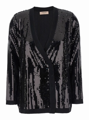 Sequin-Embellished Cardigan