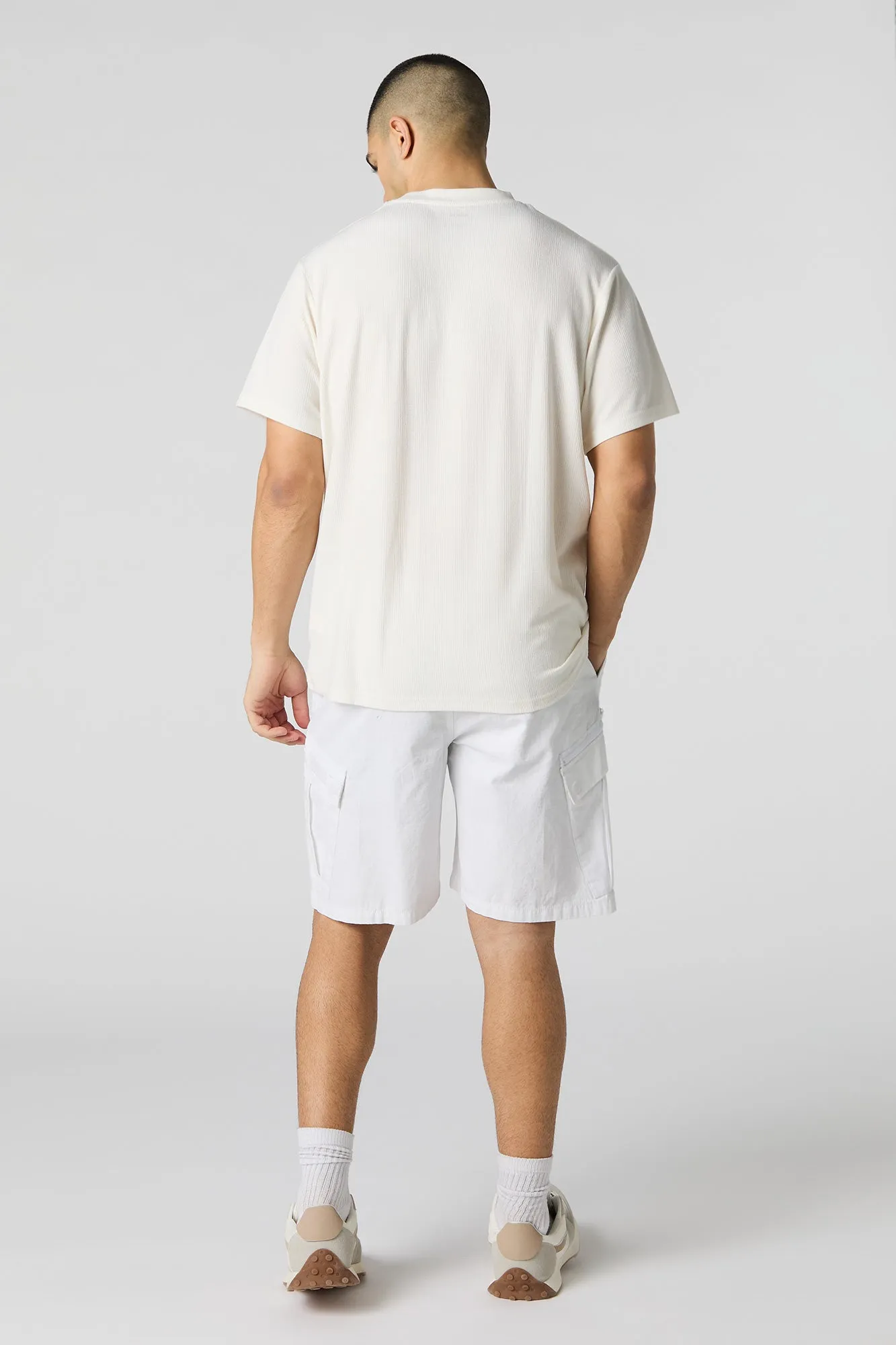 Short cargo à taille coulissante avec fermeture à glissière