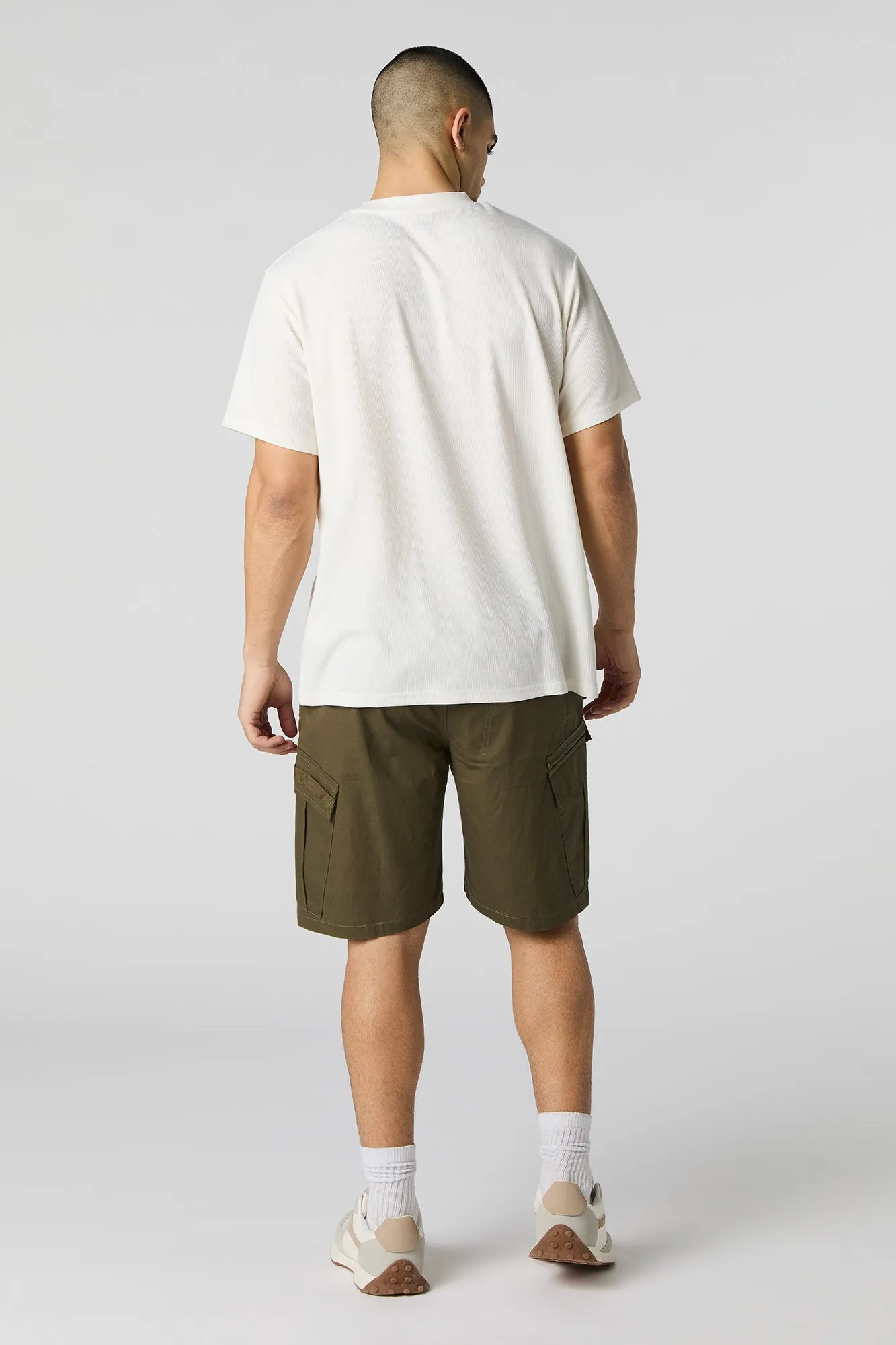 Short cargo à taille coulissante avec fermeture à glissière