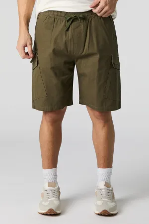 Short cargo à taille coulissante avec fermeture à glissière