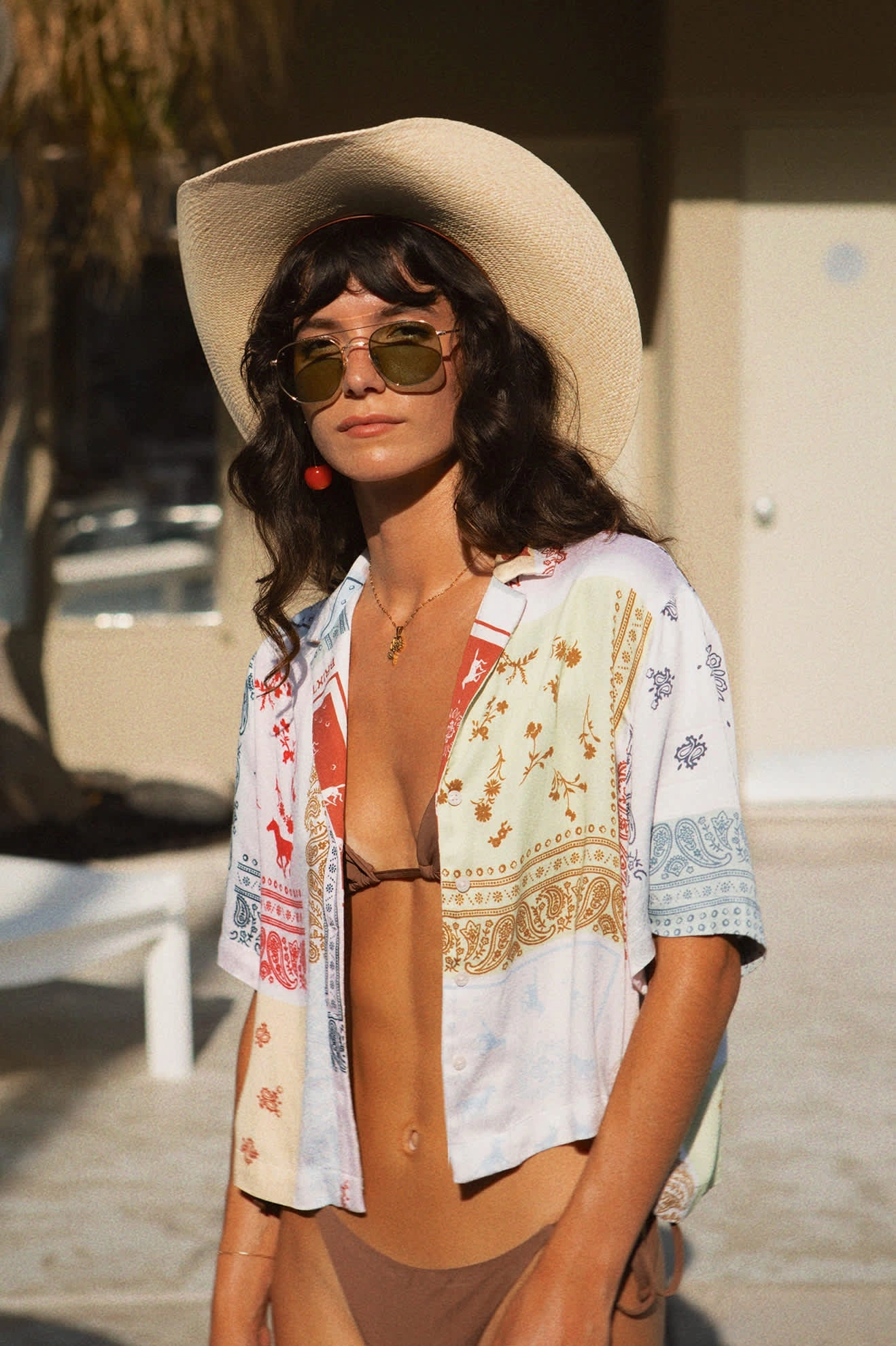 Silky S/S Bowling Button Down - Multi Color Bandana
