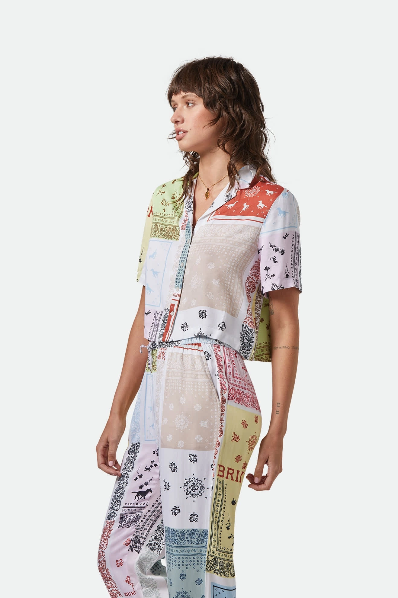 Silky S/S Bowling Button Down - Multi Color Bandana
