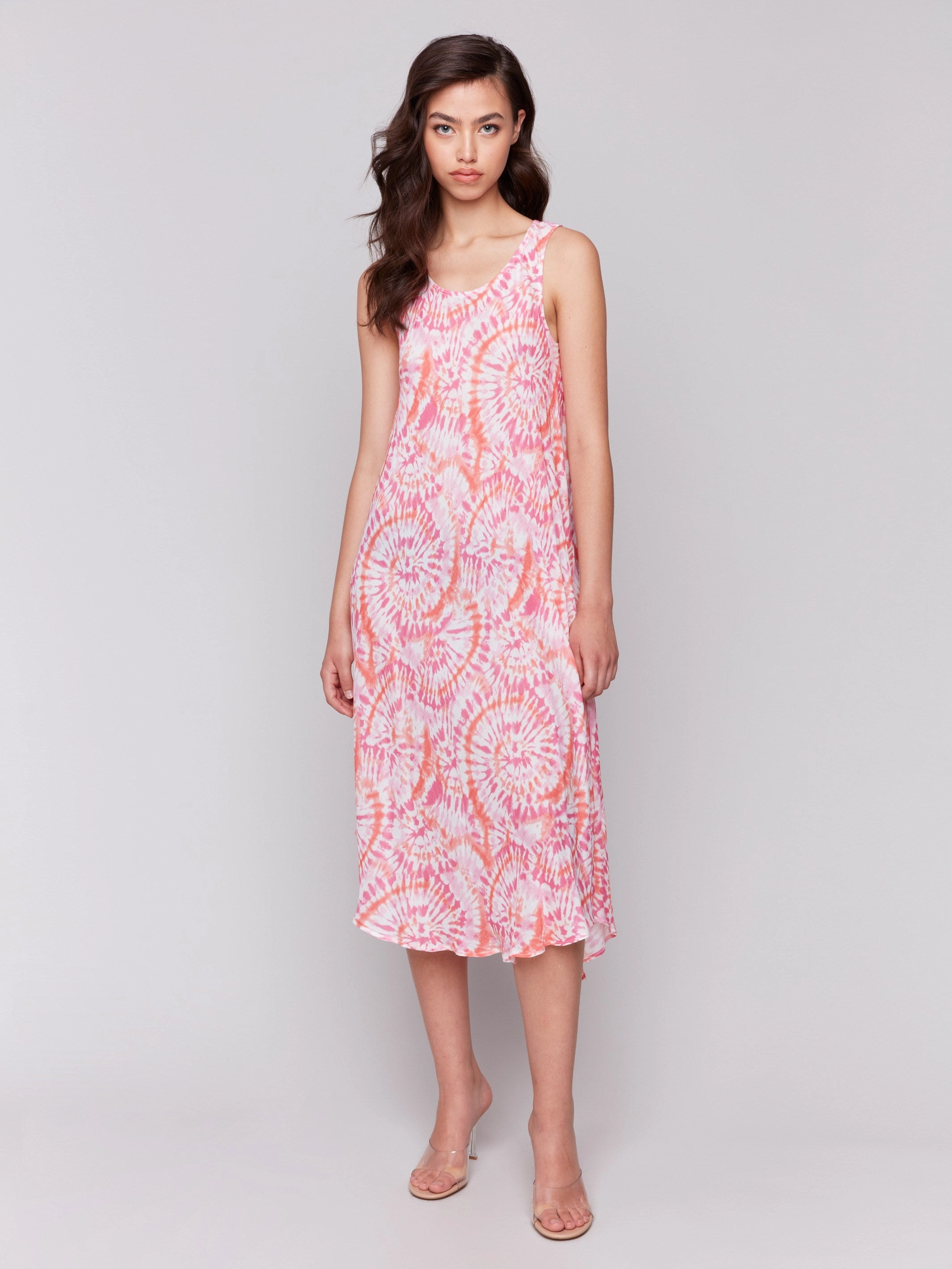 Sleeveless Printed Rayon Dress - Papaya