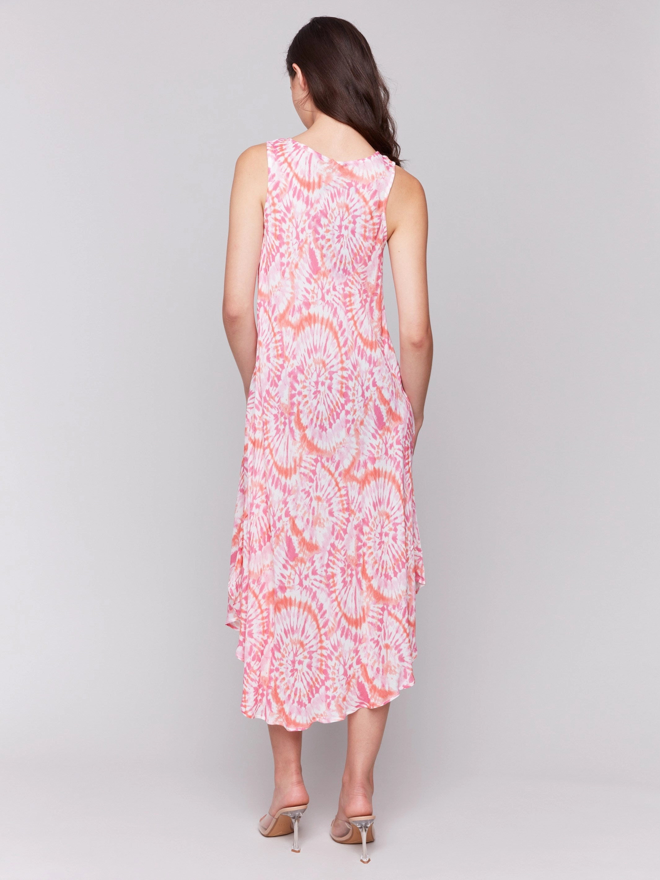 Sleeveless Printed Rayon Dress - Papaya