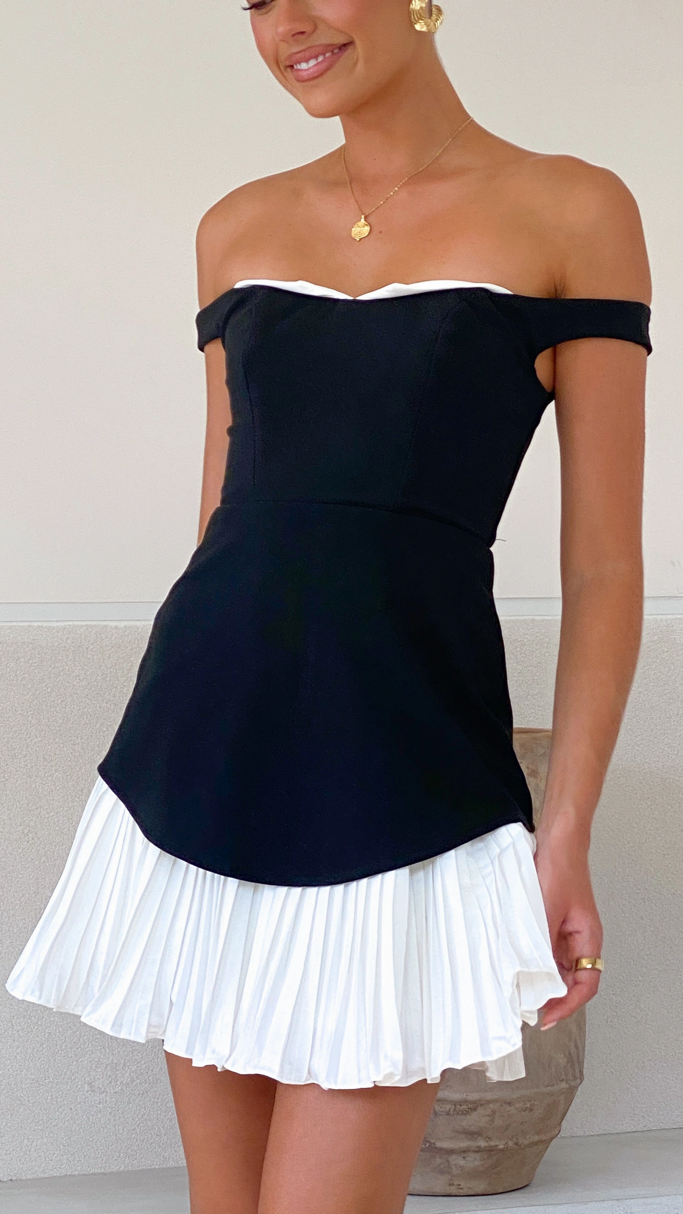 Talmai Mini Dress - Black / White