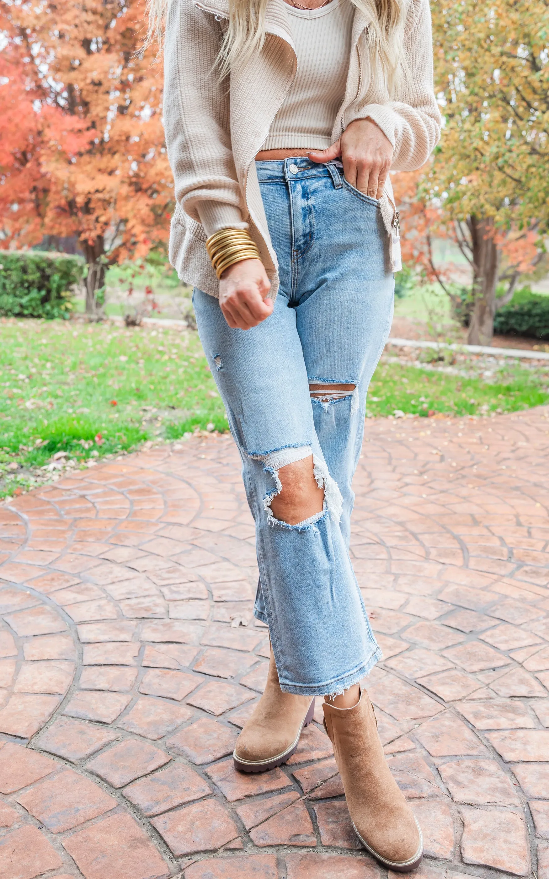 The Stella High Rise Dad Cropped Denim Jeans | Vervet - Final Sale
