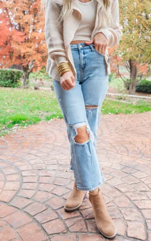 The Stella High Rise Dad Cropped Denim Jeans | Vervet - Final Sale