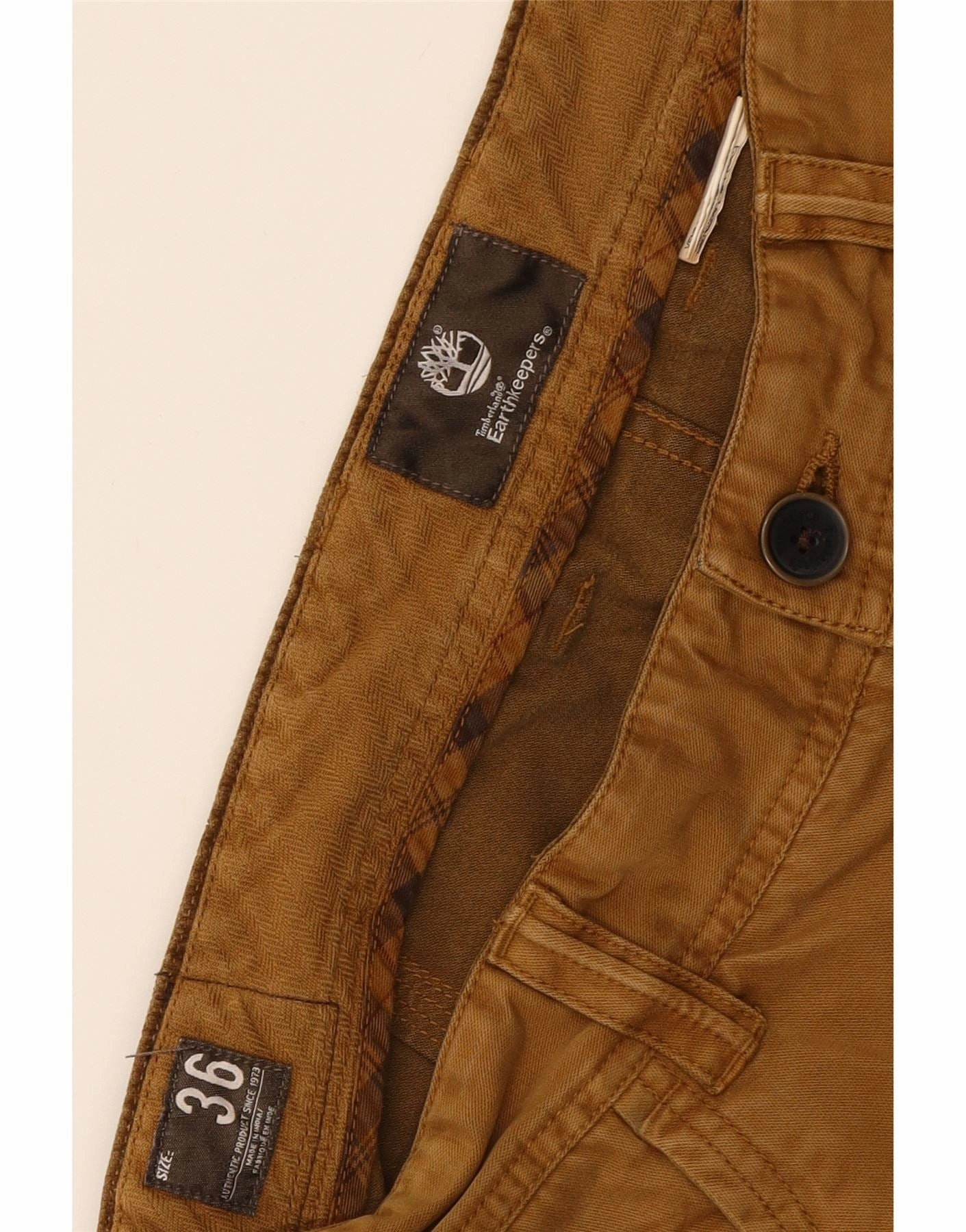 TIMBERLAND Mens Straight Casual Trousers W36 L33 Brown Cotton