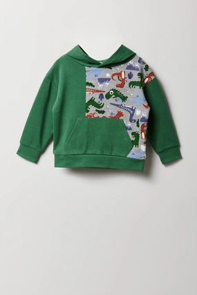 Toddler Boy Printed Colourblock Fleece Hoodie