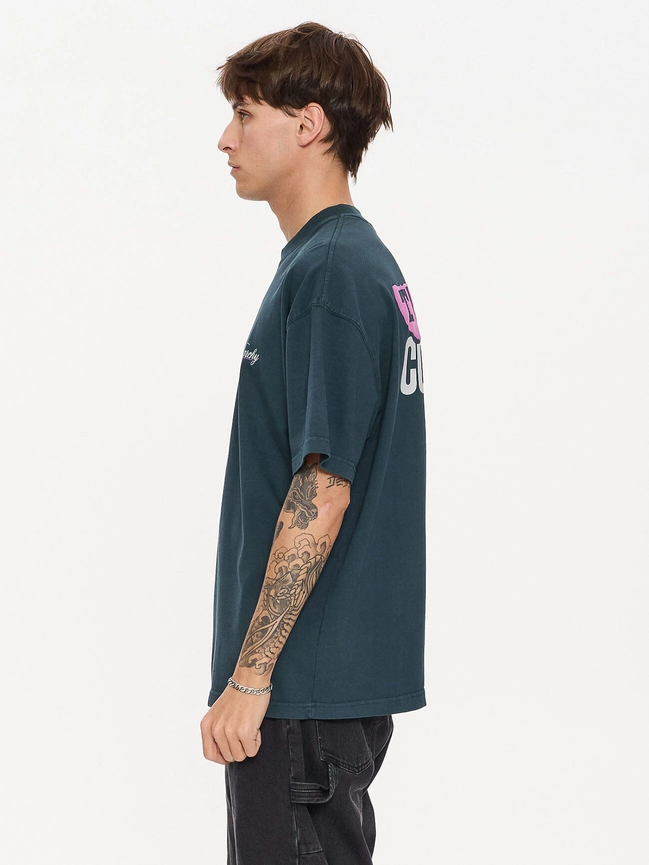 Total Anarchy Box Fit Oversize Short Tee - Deep Teal