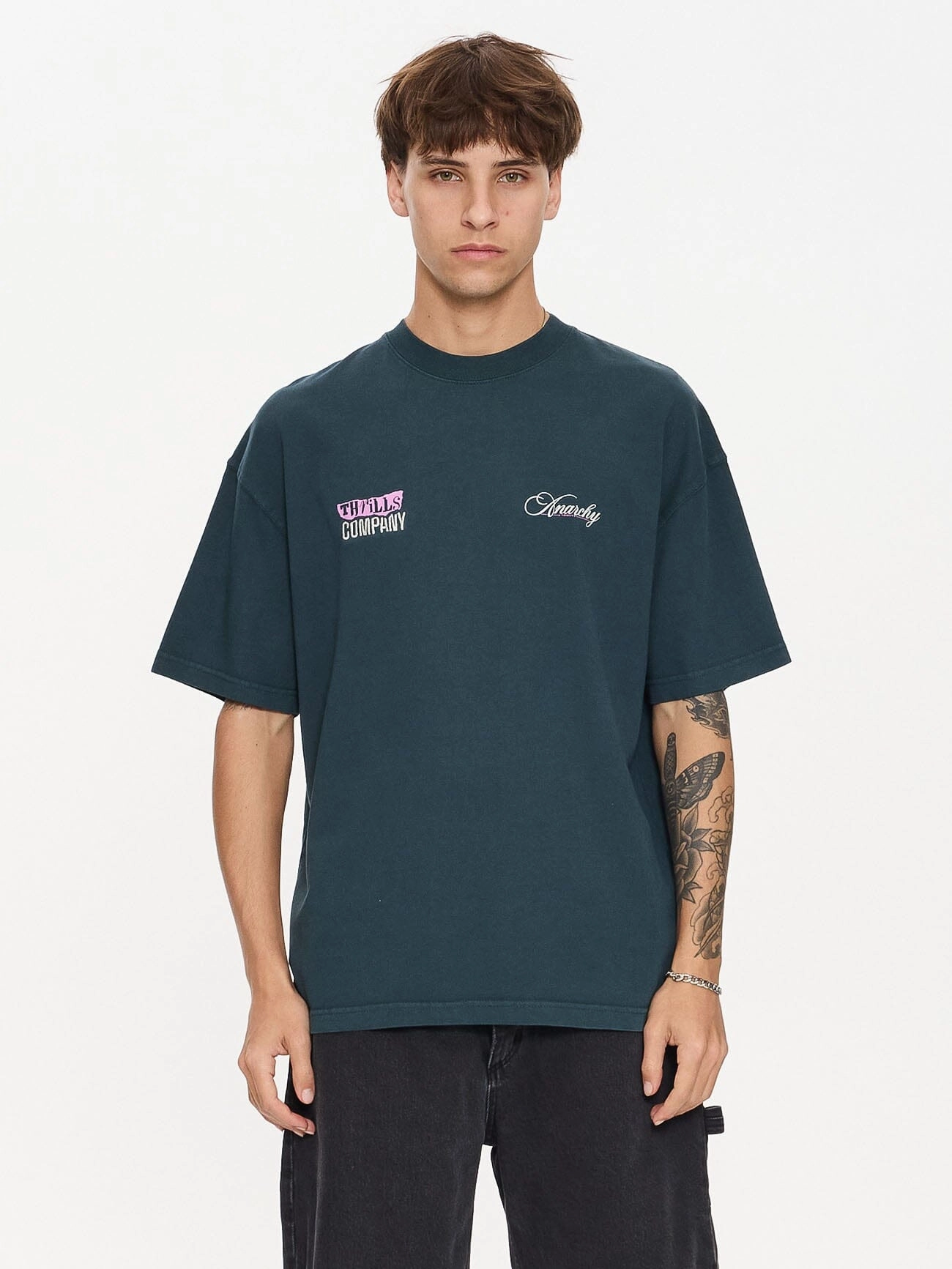 Total Anarchy Box Fit Oversize Short Tee - Deep Teal