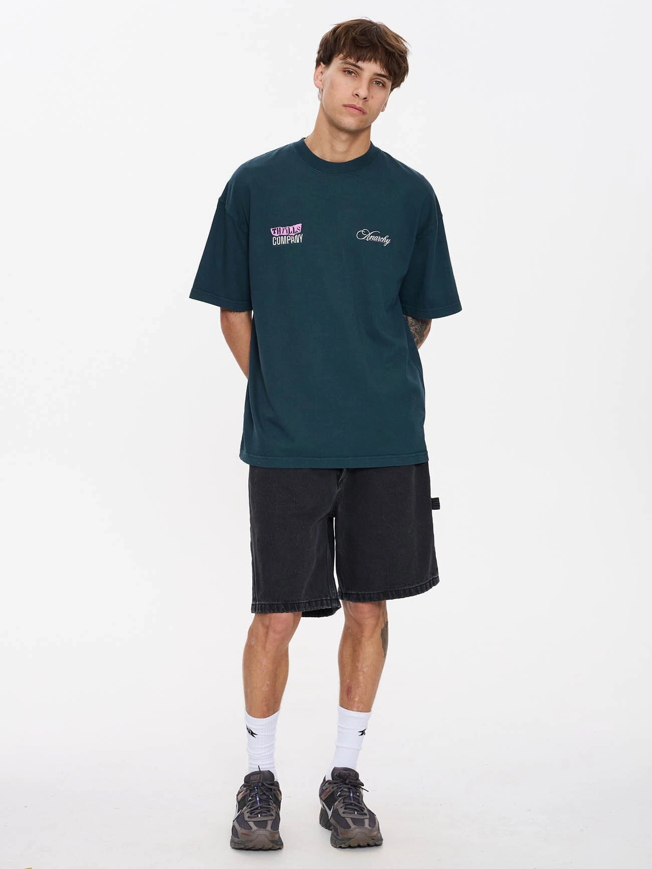 Total Anarchy Box Fit Oversize Short Tee - Deep Teal