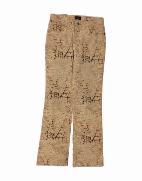 TRUSSARDI Womens Bootcut Casual Trousers W26 L30 Beige Animal Print Cotton