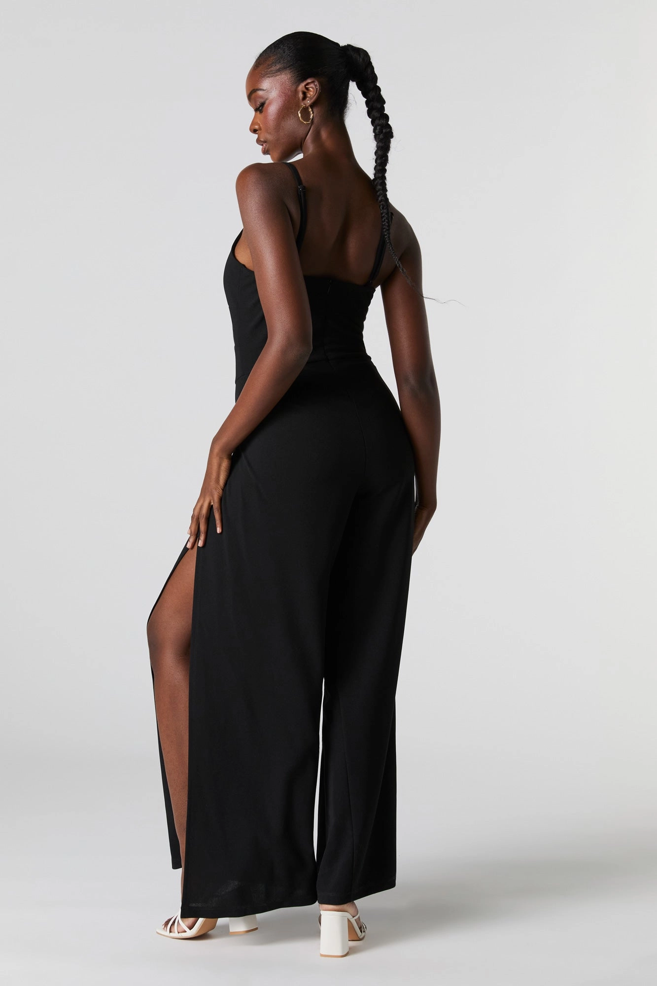 Twist Front Slit Leg Jumpsuit