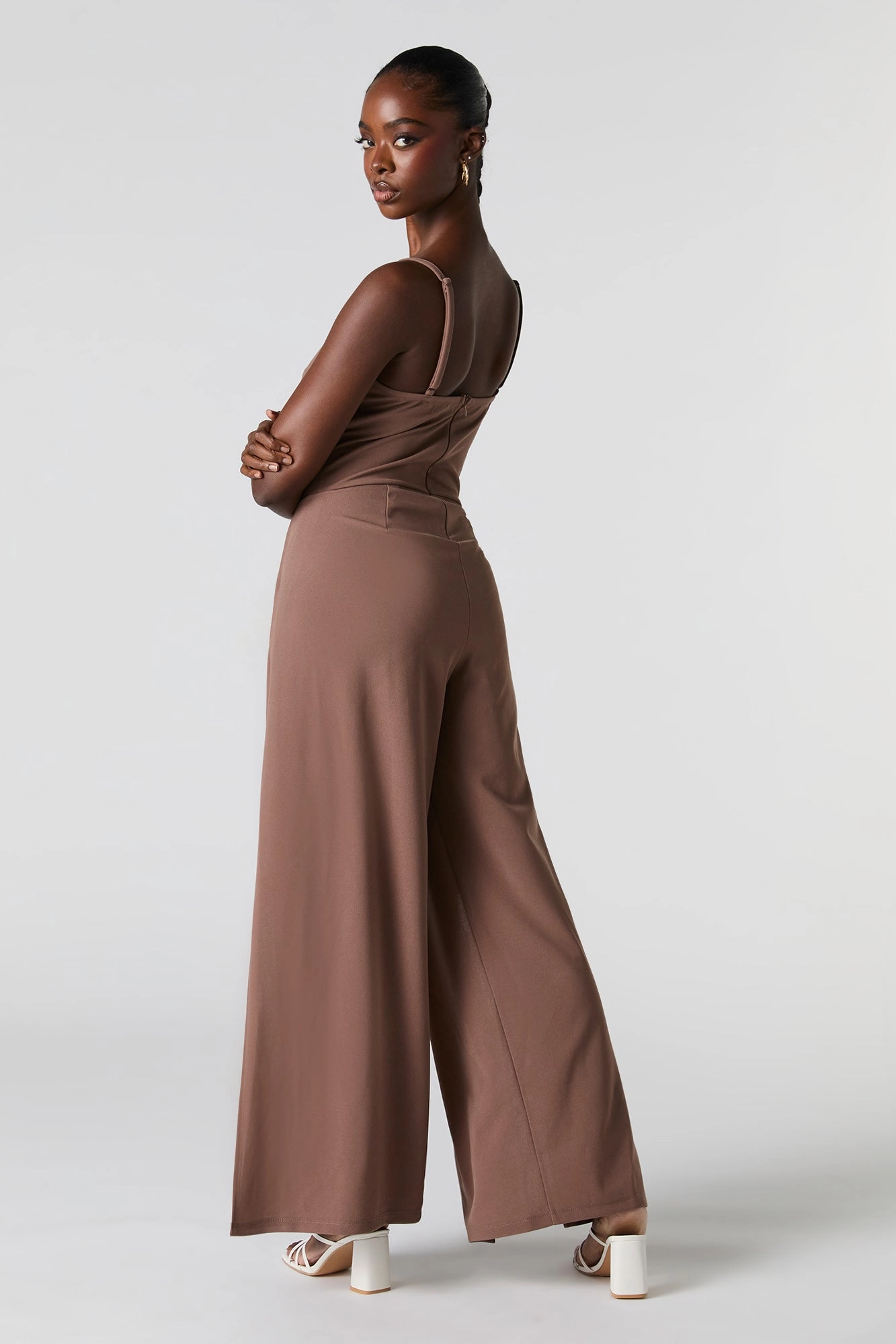 Twist Front Slit Leg Jumpsuit