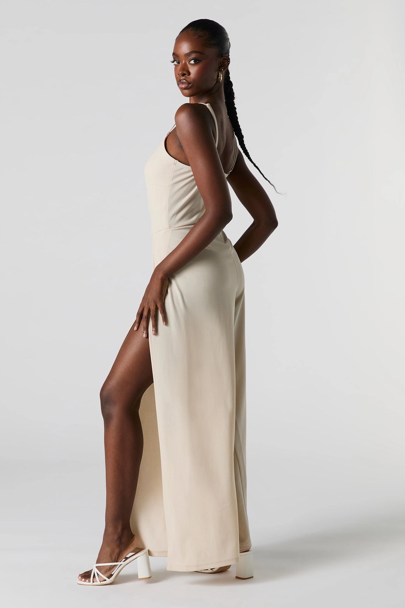 Twist Front Slit Leg Jumpsuit