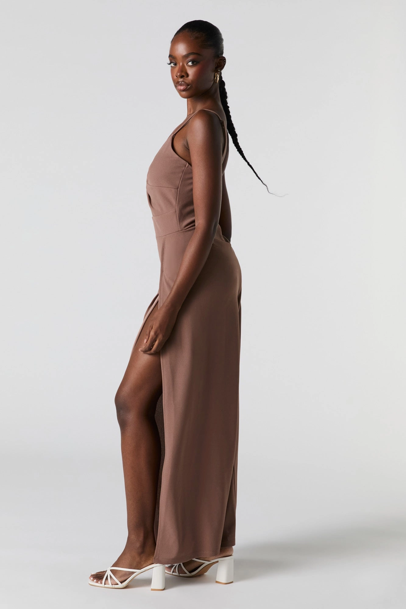 Twist Front Slit Leg Jumpsuit