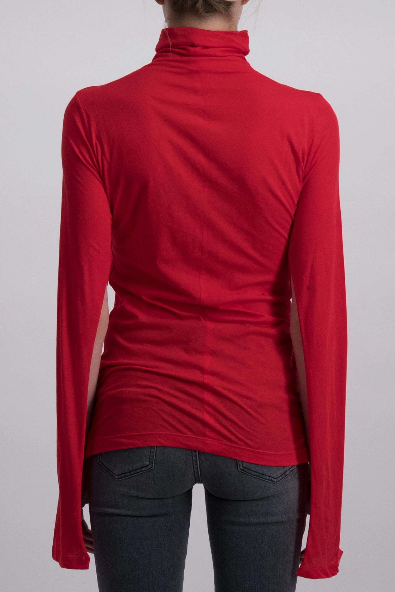 Unravel Project Ljersey Mock Neck Split S Lipstick