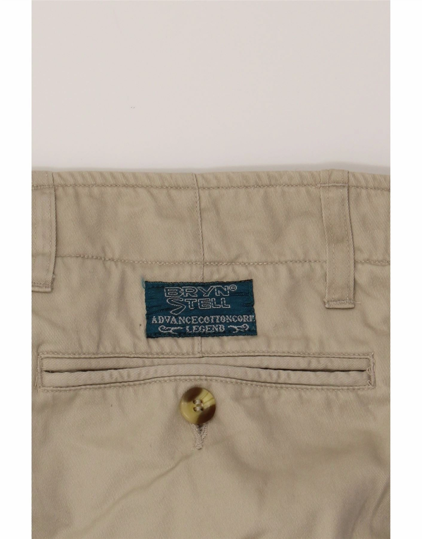 VINTAGE Mens Straight Cargo Trousers IT 48 Medium W34 L30 Beige Cotton