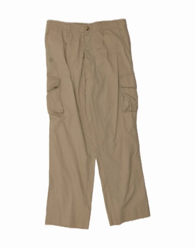VINTAGE Mens Straight Cargo Trousers IT 48 Medium W34 L30 Beige Cotton