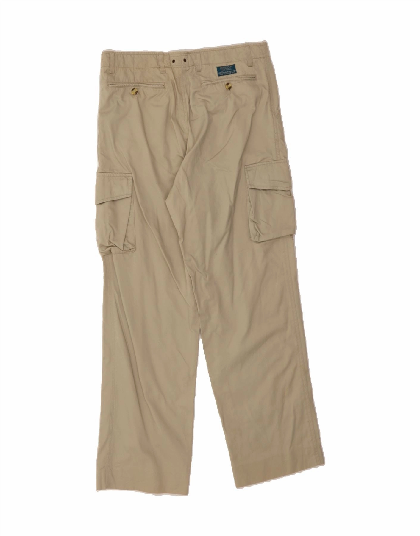 VINTAGE Mens Straight Cargo Trousers IT 48 Medium W34 L30 Beige Cotton