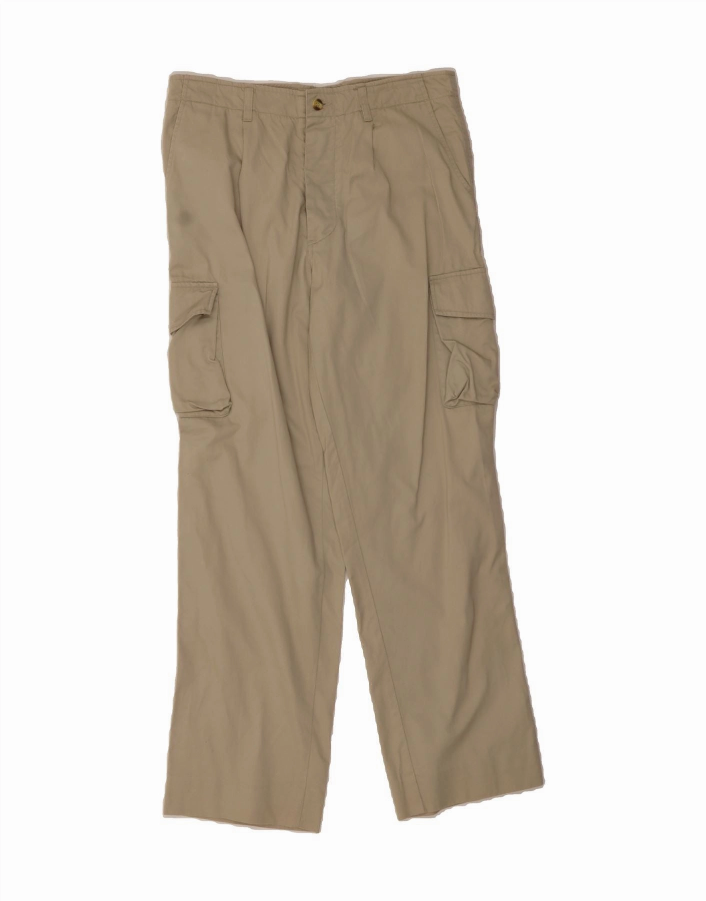 VINTAGE Mens Straight Cargo Trousers IT 48 Medium W34 L30 Beige Cotton