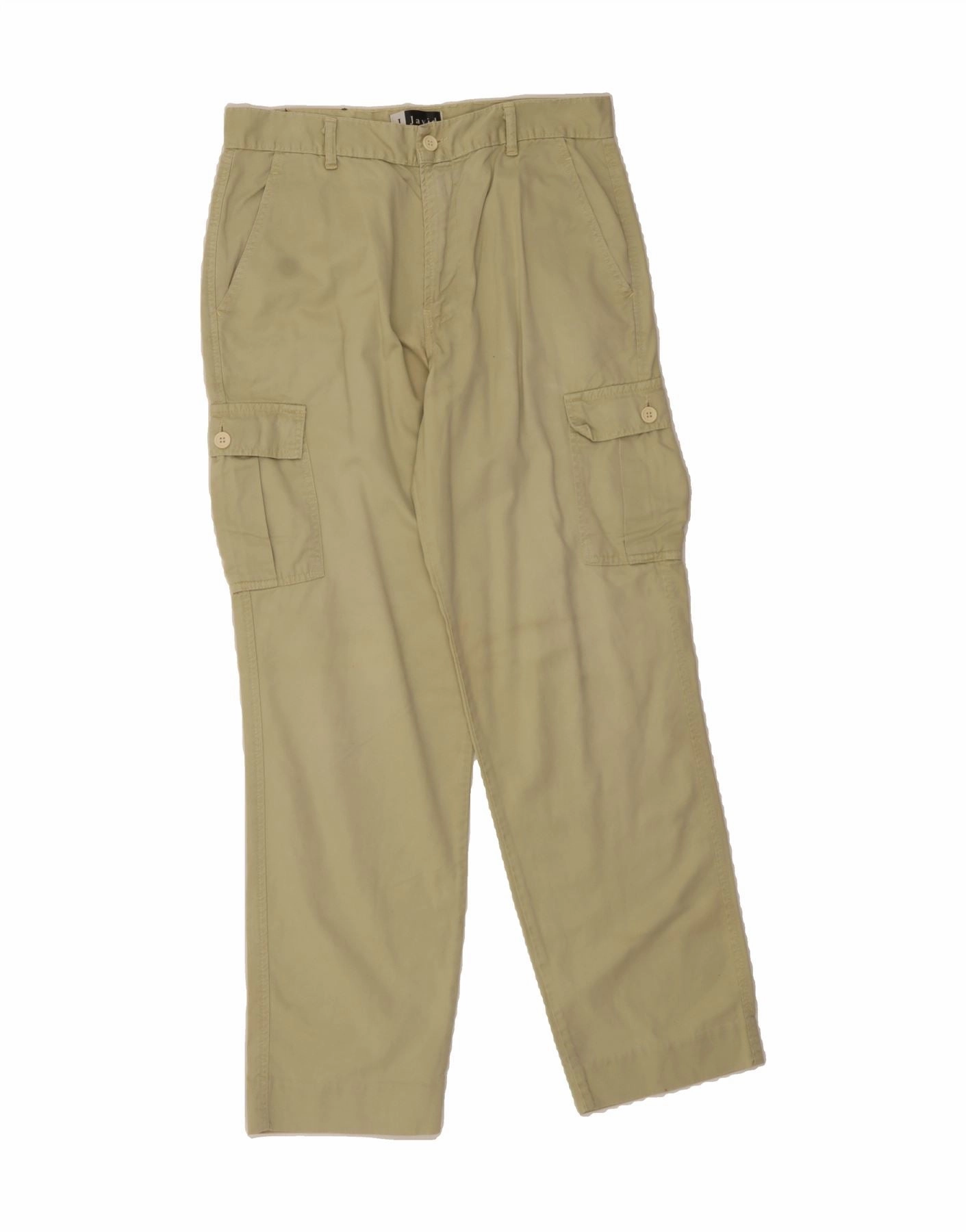 VINTAGE Mens Straight Cargo Trousers IT 50 Large W36 L32 Beige Cotton