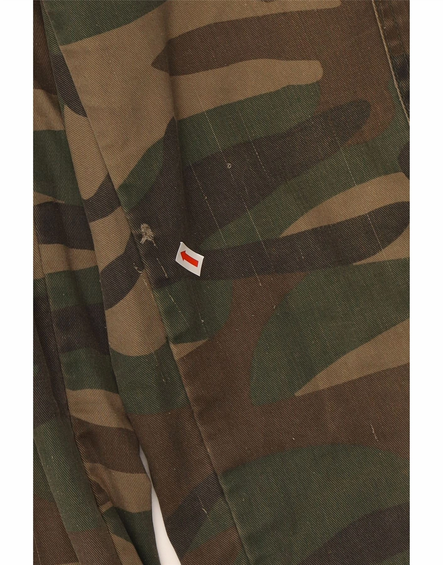 VINTAGE Mens Straight Cargo Trousers W32 L31 Green Camouflage Cotton