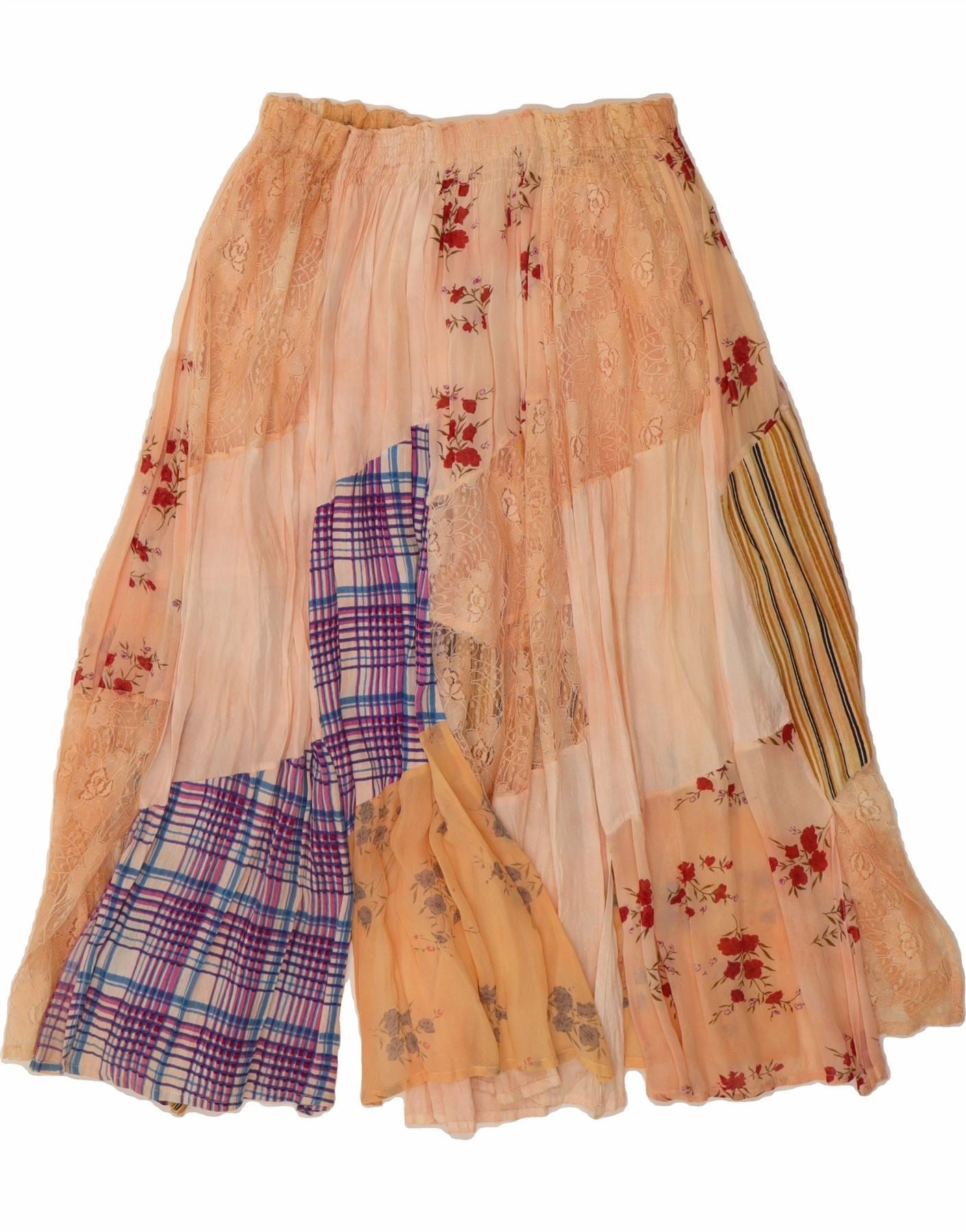 VINTAGE Womens Flared Skirt W40 2XL Multicoloured Patchwork