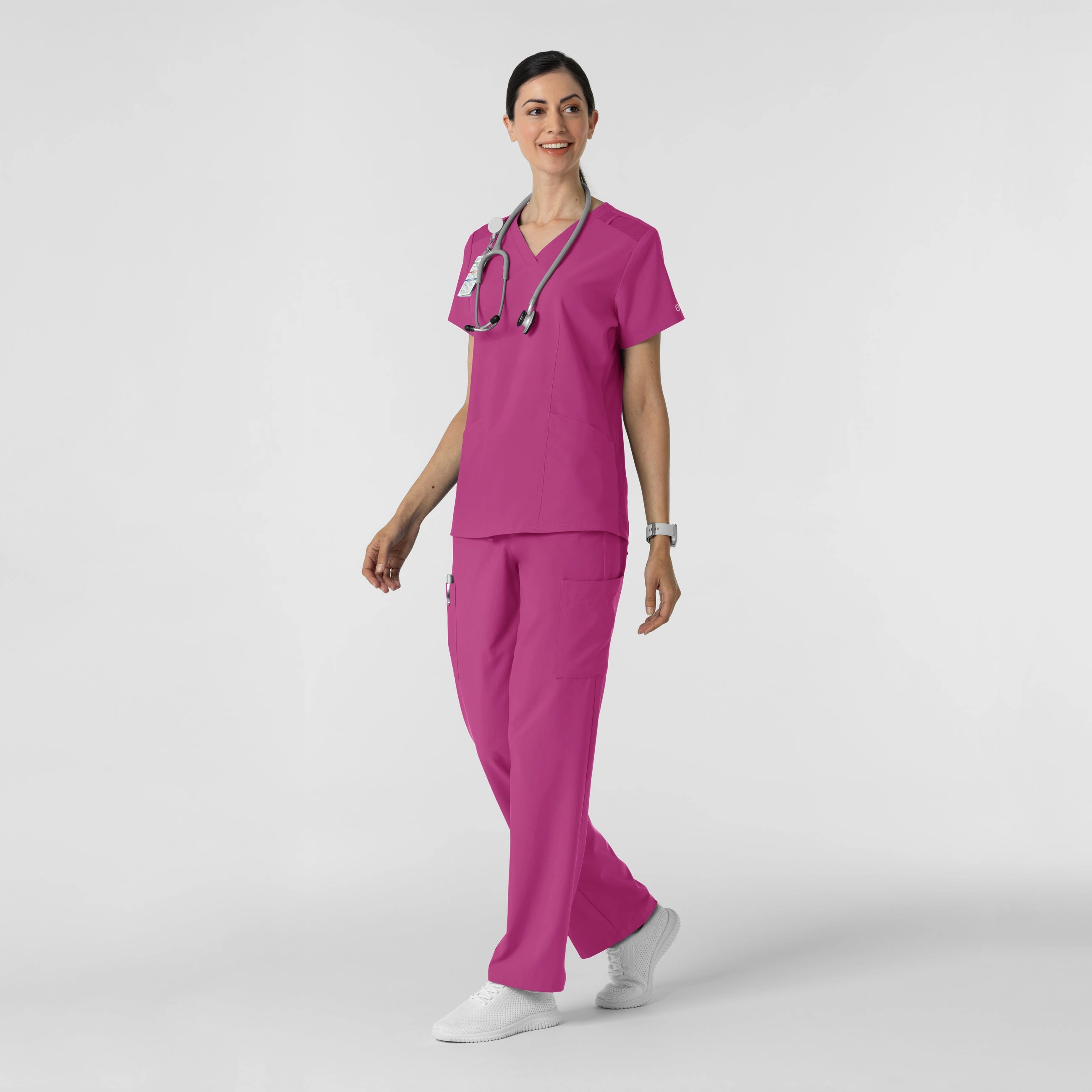 W123 Women's Cargo Utility Scrub Pant - Raspberry