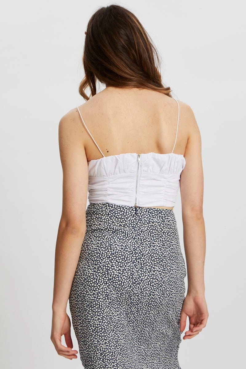 White Ruched Poplin Cami Top