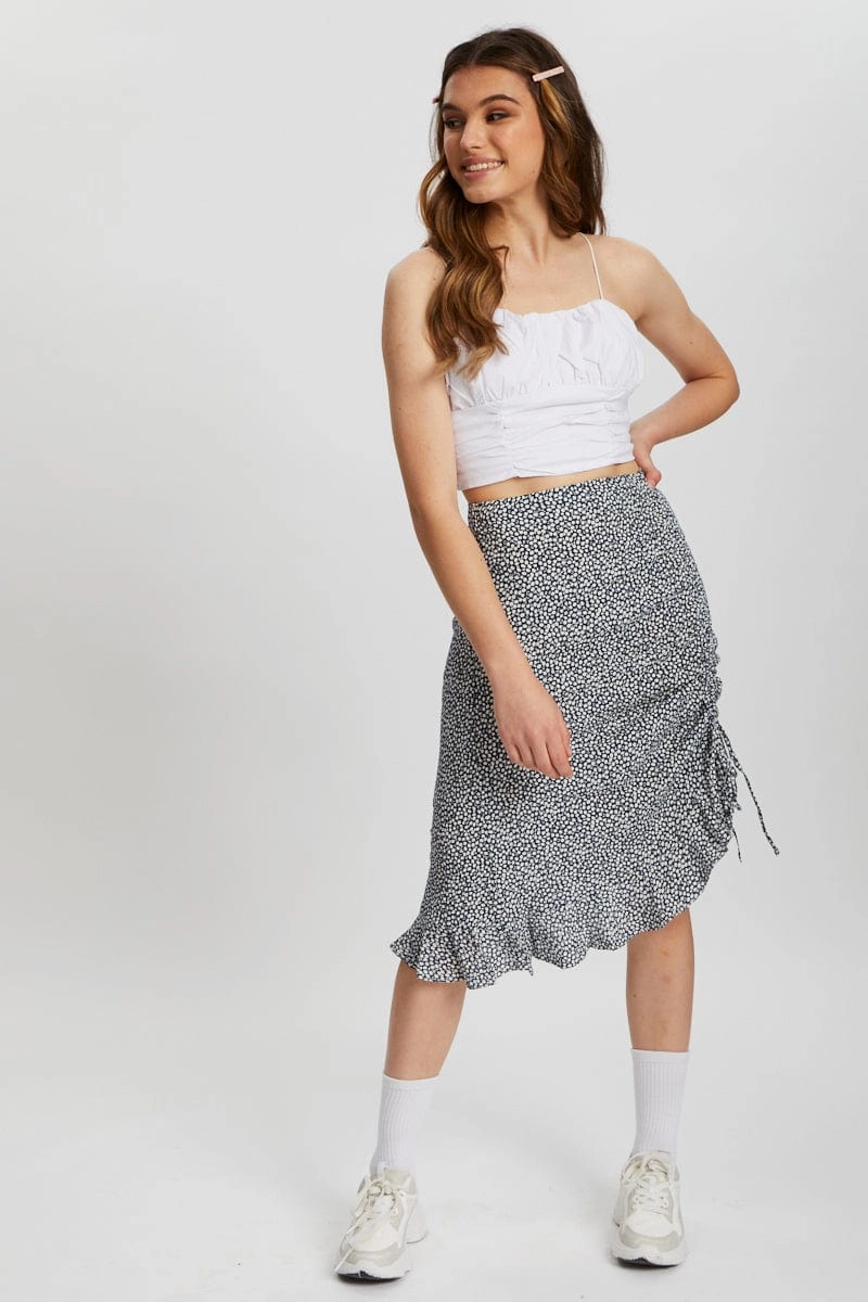 White Ruched Poplin Cami Top