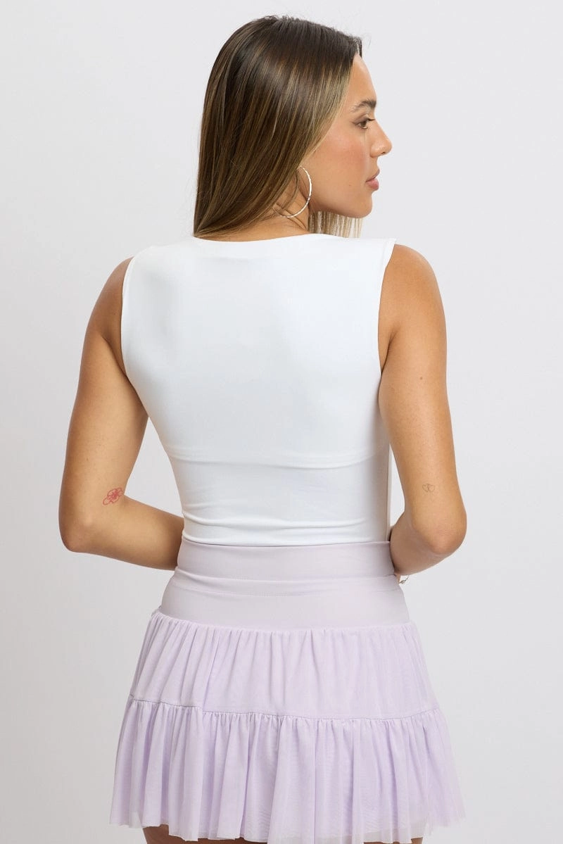 White Supersoft Bodysuit Scoop Neck