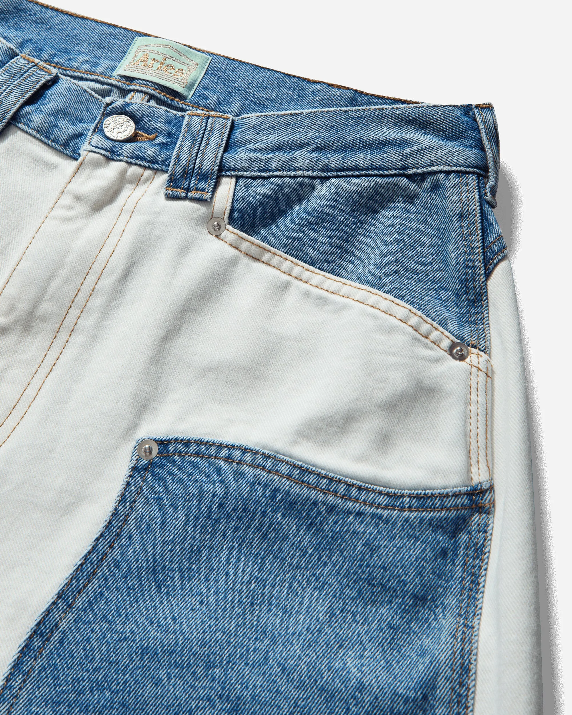 Women's Patchwork Western Carpenter Shorts White / Indigo