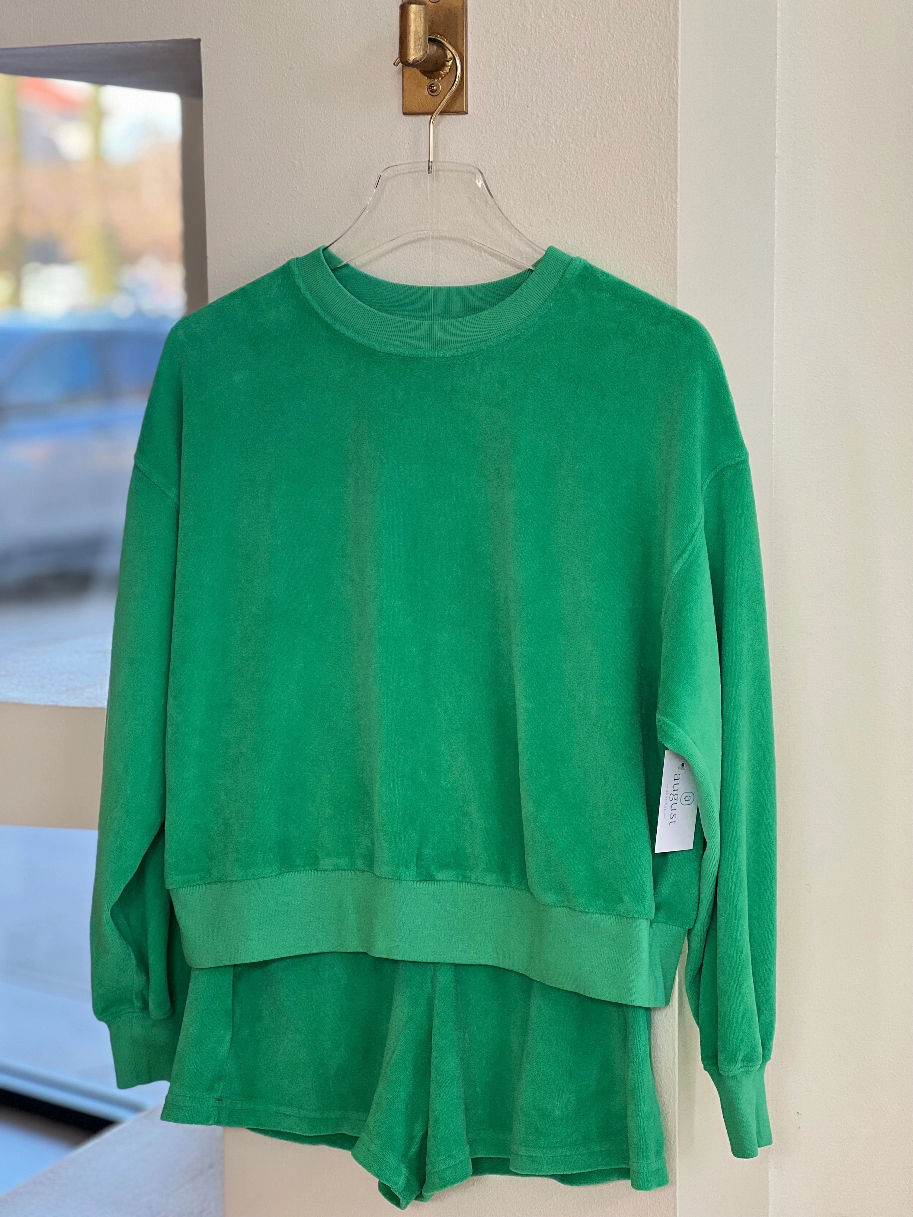 Xix8wlv Green Velour Shorts