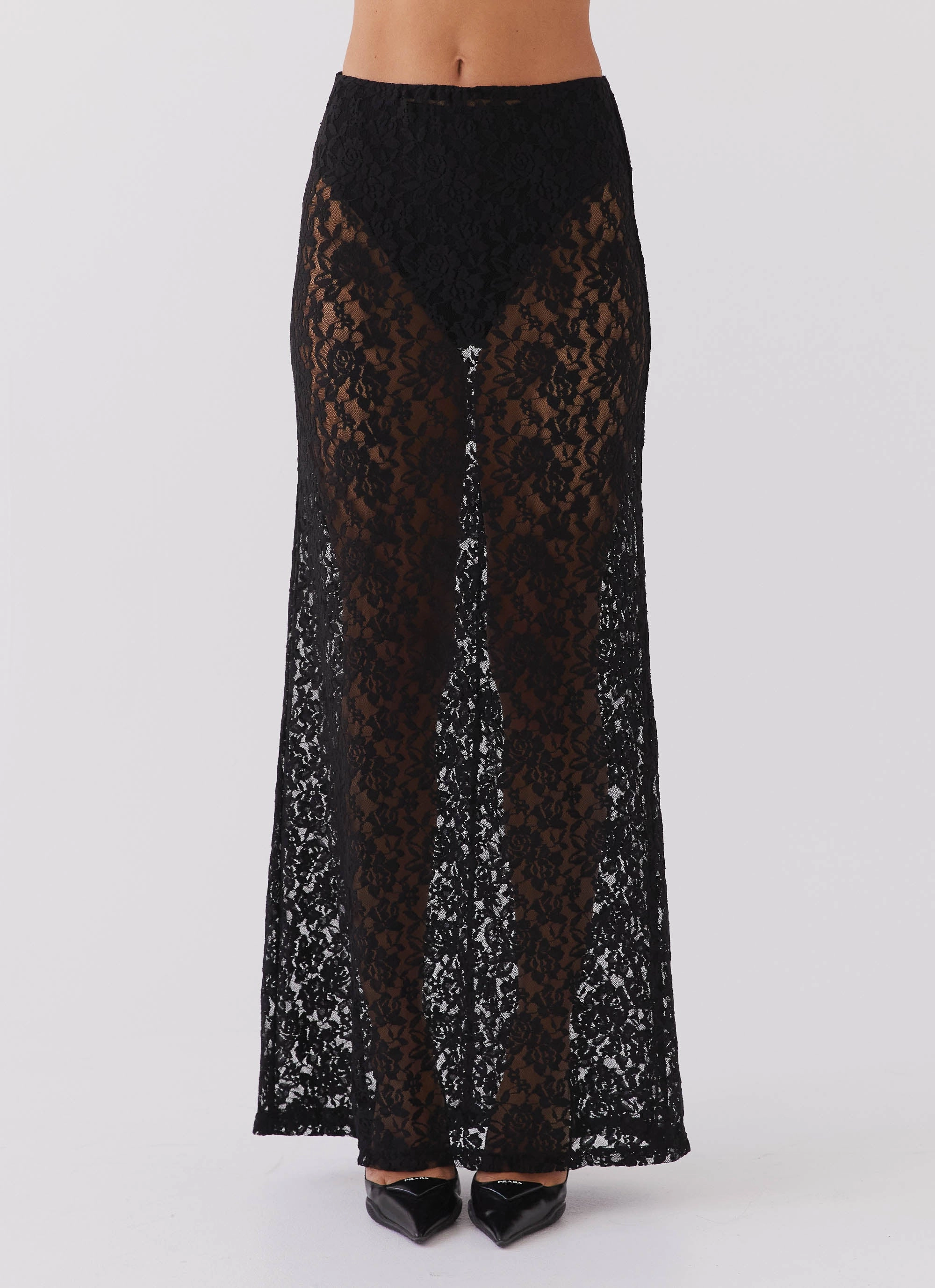 Zephyra Lace Maxi Skirt - Black